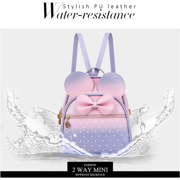 Bowknot Polka Dot Mini Backpack And Convertible Shoulder Bag Purse for Women - Picture 6 of 7